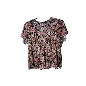 Torrid Size 2 Peplum Crepe Cage Front Women's Floral Shirt Size 2X t74